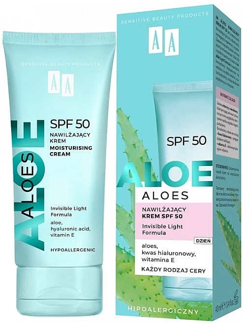 Увлажняющий крем для лица SPF 50 - AA Cosmetics Aloes Moisturising Cream SPF50 — фото N1