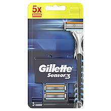 Сменные кассеты для бритья, 5 шт. - Gillette Sensor 3 — фото N1