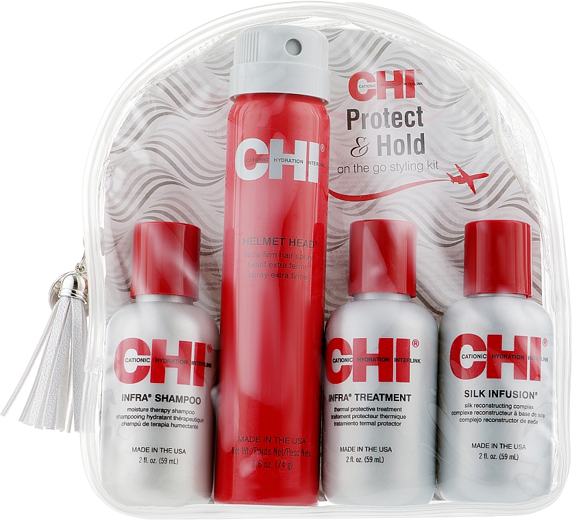 Набор - CHI Protect & Hold Travel Kit (sh/59ml + cond/59ml + h/treat/59ml + spray/74g) — фото N1