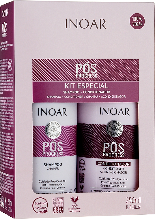 Набір для волосся з рідким шовком - Inoar Pos Progress Kit (shm/250ml + conditioner/250ml)