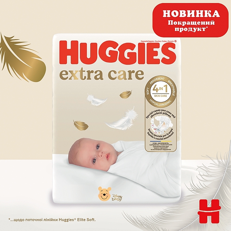 Підгузки Huggies Extra Care 4 (8-16 кг), 60 шт., Mega - Huggies — фото N3