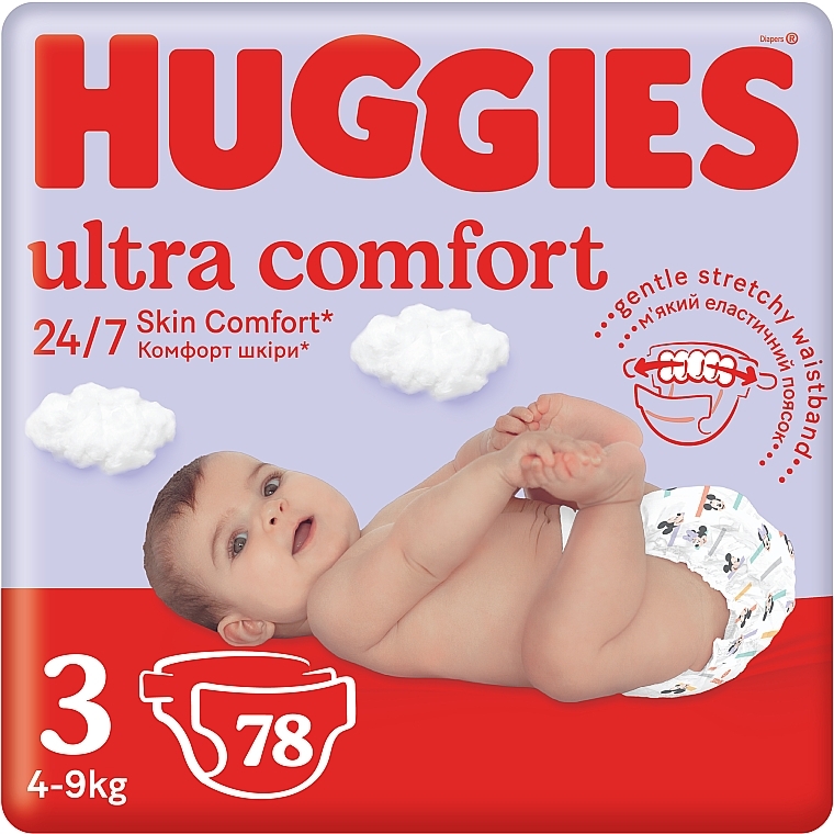 Подгузники Ultra Comfort 3 (4-9 кг) Mega, 78 шт - Huggies — фото N1