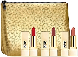 Духи, Парфюмерия, косметика Набор - Yves Saint Laurent Rouge Pur Couture Mini Set (lipstick/3x1.3g + pouch)