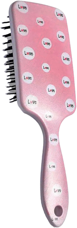 Щітка для волосся "Love" масажна, матова, прямокутна, рожева - Cosmo Shop — фото N1