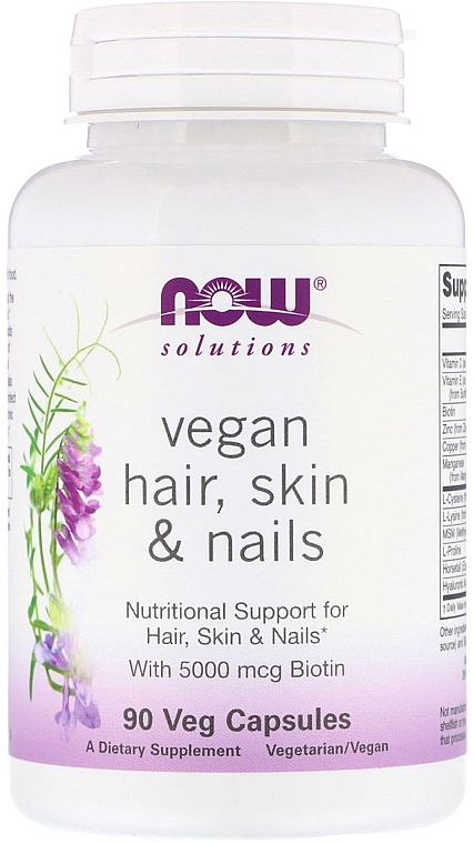 Витамины для кожи, волос и ногтей - Now Foods Solutions Vegan Hair Skin & Nails — фото N1