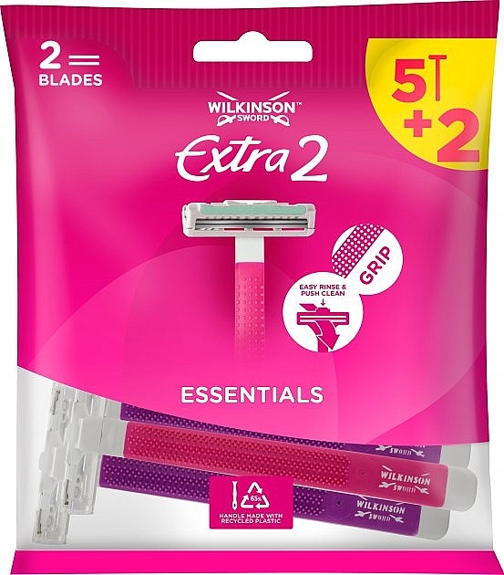 Одноразовые станки 5 + 2 шт. - Wilkinson Sword Extra 2 Essentials Beauty — фото N1