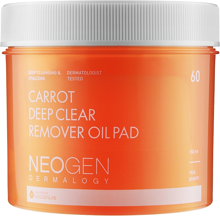 Очищувальні гідрофільні педи з морквяною олією - Neogen Dermalogy Carrot Deep Clear Remover Oil Pad — фото N1