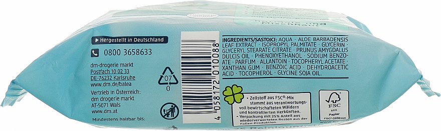 Вологі очищувальні серветки для зняття макіяжу 3 в 1 з алое вера - Balea — фото N3