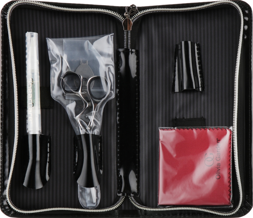 Ножницы для стрижки волос, черный лакированный чехол - Olivia Garden PrecisionCut 5.0 — фото N3
