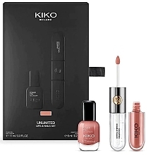 Парфумерія, косметика Набір для губ і нігтів - Kiko Milano Unlimited Lips & Nails Set (lacquer/11 ml + pom/6 ml)