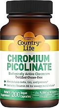 Пищевая добавка "Пиколинат хрома", 200 мкг - Country Life Chromium Picolinate — фото N1