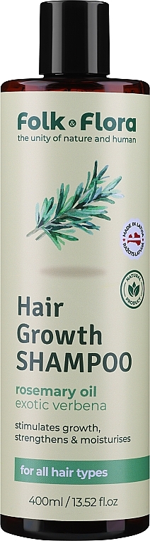Шампунь для росту волосся з олією розмарину та вербени - Folk&Flora Hair Growth Shampoo — фото N1