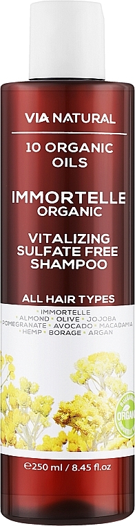 Тонізувальний шампунь без сульфатів "Безсмертник Органік" - BioFresh Via Natural Immortelle Organic Vitalizing Sulfate Free Shampoo — фото N1