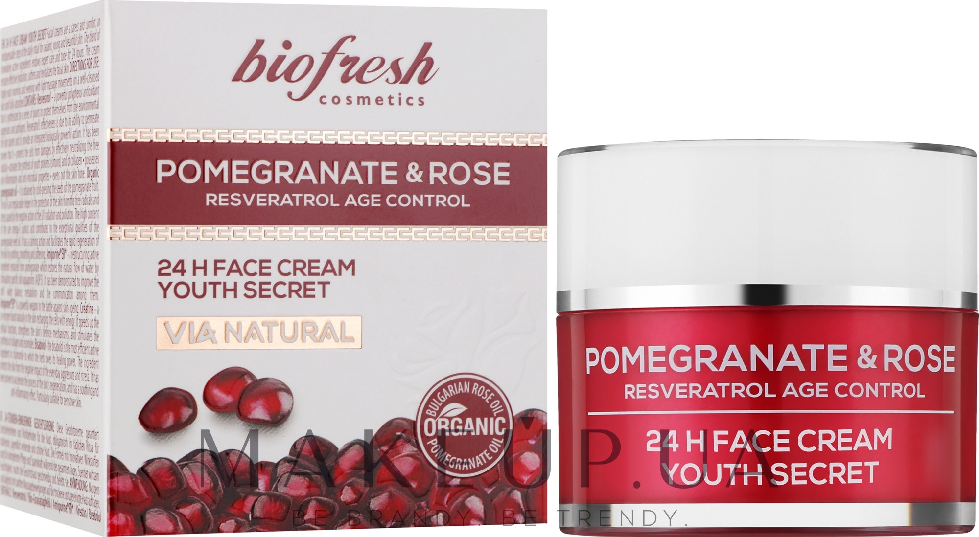 Крем для лица "Секрет омоложения. Гранат и Роза" - BioFresh Via Natural Pomergranate & Rose 24H Face Cream Youth Secret — фото 100ml