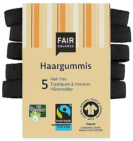 Резинка для волос, черная, 5 шт. - Fair Squared Haargummis Black — фото N1