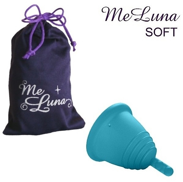 Менструальная чаша с ножкой, размер M, морская волна - MeLuna Soft Shorty Menstrual Cup Stem — фото N1