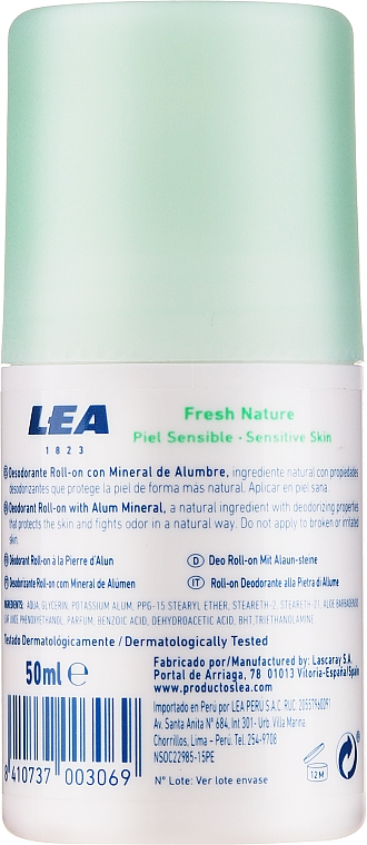 Кульковий дезодорант з мінеральними галунами - Lea Fresh Nature Mineral Alum Deodorant Roll-On — фото N2