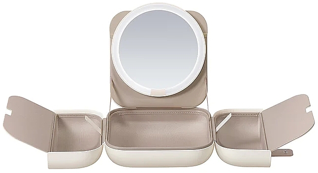 Світлодіодне портативне дзеркало з косметичкою, біле - Amiro Cube S Magnetic Bag Mirror White — фото N3