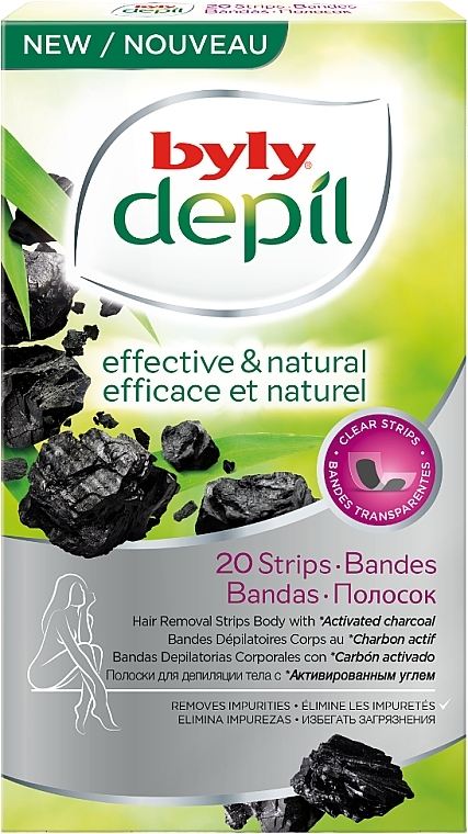 Восковые полоски для депиляции тела - Byly Depil Activated Charcoal Hair Removal Strips Body — фото N1