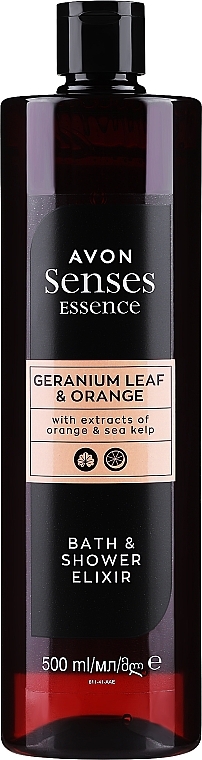 Эликсир для ванны и душа "Лист герани и апельсин" - Avon Senses Essence Geranium Leaf & Orange Bath & Shower Elixir — фото N1