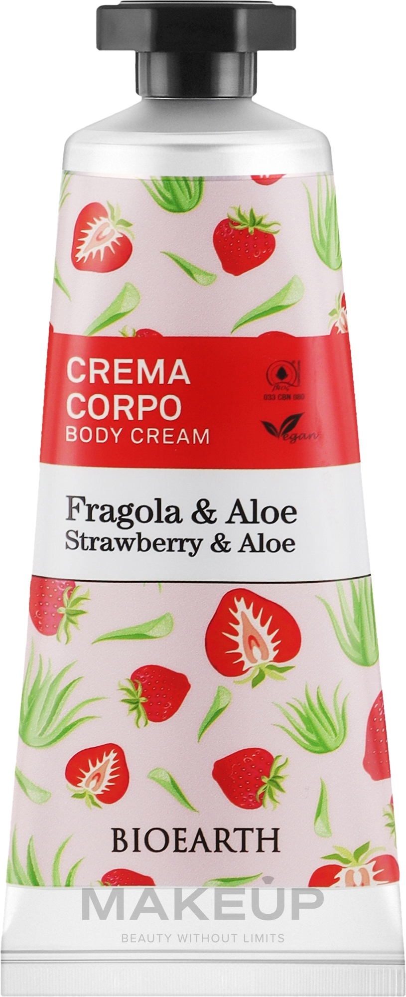 Крем для тіла "Полуниця та алое" - Bioearth Family Strawberry & Aloe Body Cream — фото 75ml