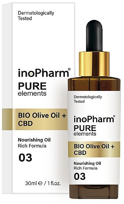Сыворотка для лица и шеи - InoPharm Pure Elements BIO Olive Oil + CBD — фото N1