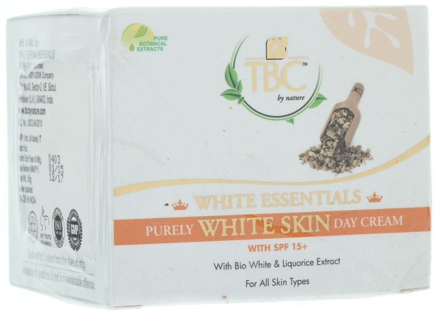 Відбілюючий денний крем для обличчя - TBC White Essentials Purely White Skine Day Cream SPF15 — фото N1