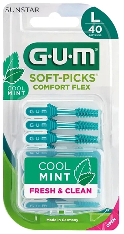 Резиновые межзубные ершики, размер L, 40 шт. - Sunstar Gum Soft-Picks Comfort Flex Cool Mint  — фото N1