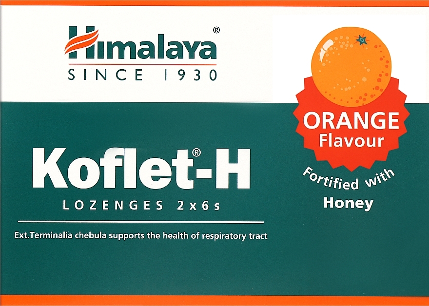 Пищевая добавка леденцы со вкусом апельсина - Himalaya Herbals Koflet-H Orange Flavour — фото N1