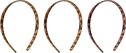 Ободок для волос, 3 шт., леопардовый - Revolution Haircare Tortoiseshell Skinny Headband — фото N1