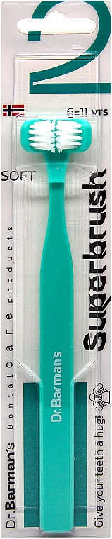 Тристороння зубна щітка, компактна, бірюзова - Dr. Barman's Superbrush Compact — фото N1