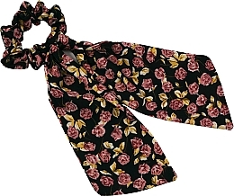 Резинка для волосся, чорна в трояндочках - Lolita Accessories — фото N1