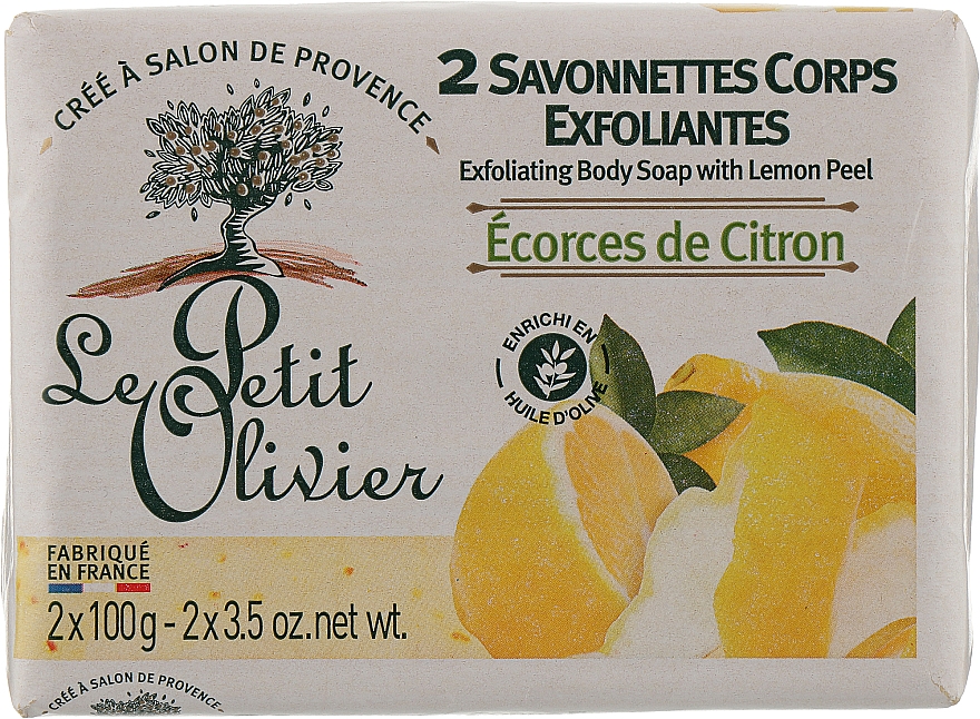 Отшелушивающее мыло для тела с цедрой лимона - Le Petit Olivier 2 Exfoliating body soap with Lemon peel — фото N1