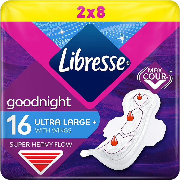 Прокладки гигиенические ночные с крылышками, 16 шт - Libresse Ultra Goodnight Large — фото N1