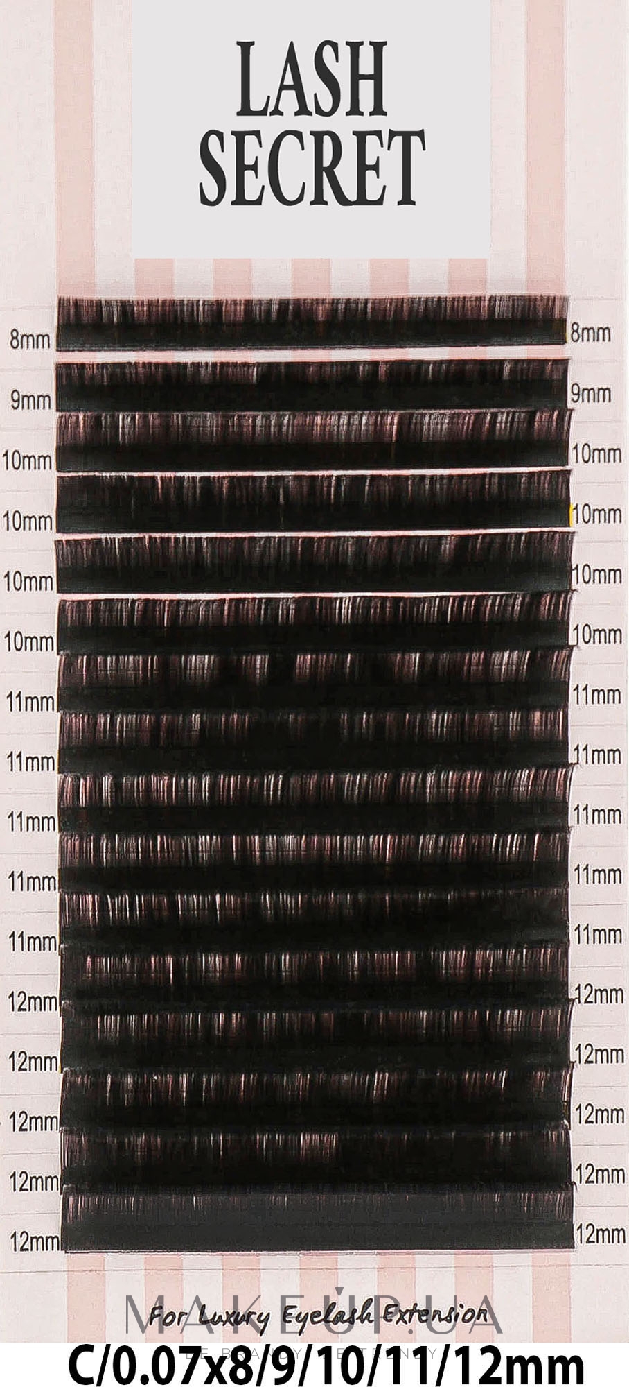 Накладные ресницы, черные, 16 линий (mix, 0.07, C, 8-12) - Lash Secret — фото 1уп