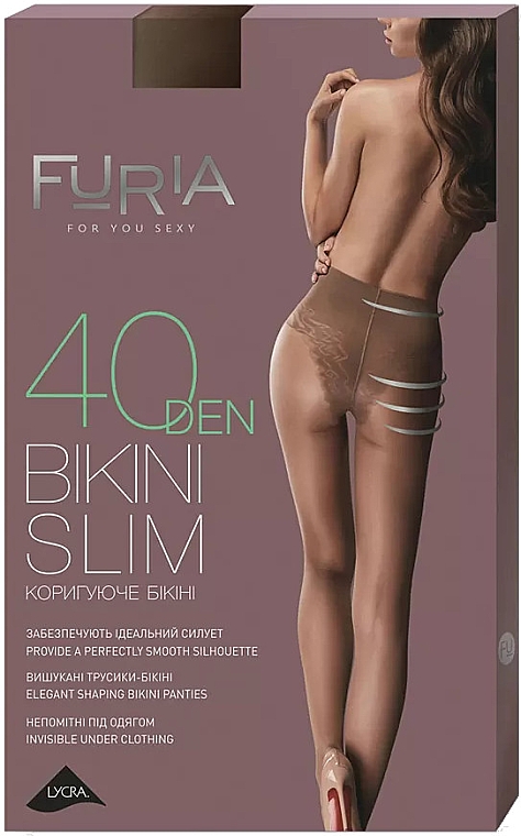 Колготки женские "Bikini Slim",1207, 40 Den, бежевые - Furia — фото N1