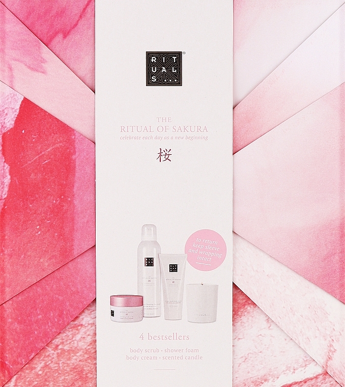 Набір - Rituals The Ritual Of Sakura Medium Gift Set 2023 (scr/125g + cr/100ml + foam/200ml + сandle/140g) — фото N1