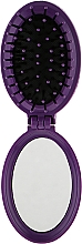 Массажная складывающаяся щетка для волос с зеркалом "Girl", фиолетовая - Titania — фото N1
