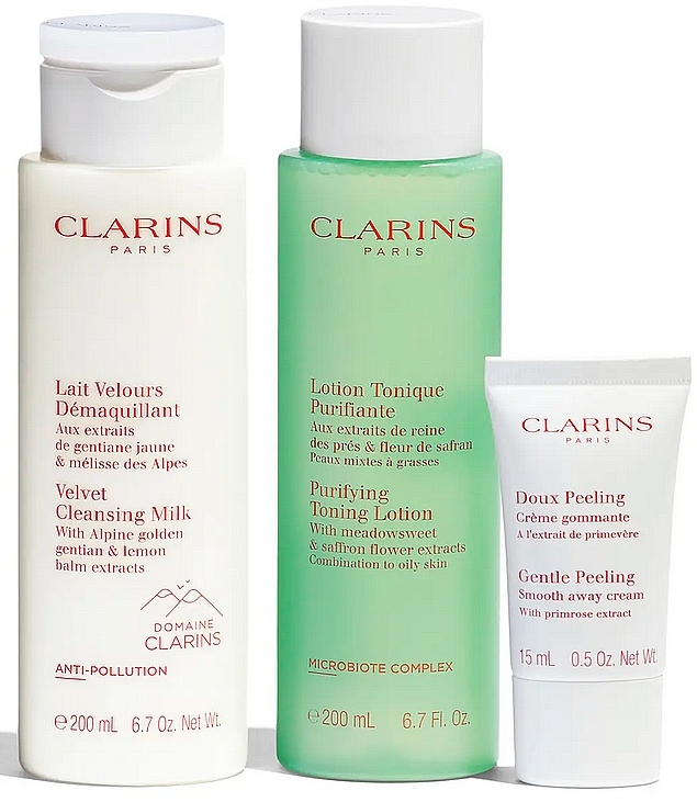 Набір - Clarins My Cleansing Essentials (f/lmilk/200ml + f/lot/200ml + f/cr/15ml + makeup/bag) — фото N3