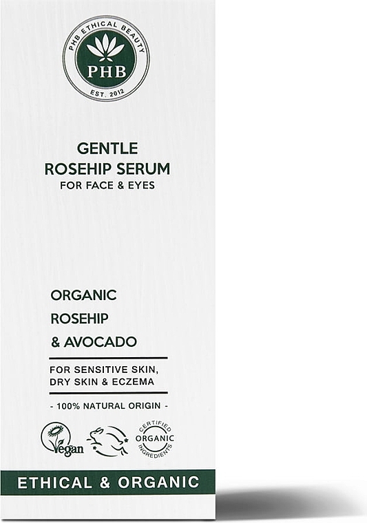 Сироватка для сухої та чутливої шкіри обличчя та очей - PHB Ethical Beauty Gentle Rosehip Face & Eye Serum — фото N2