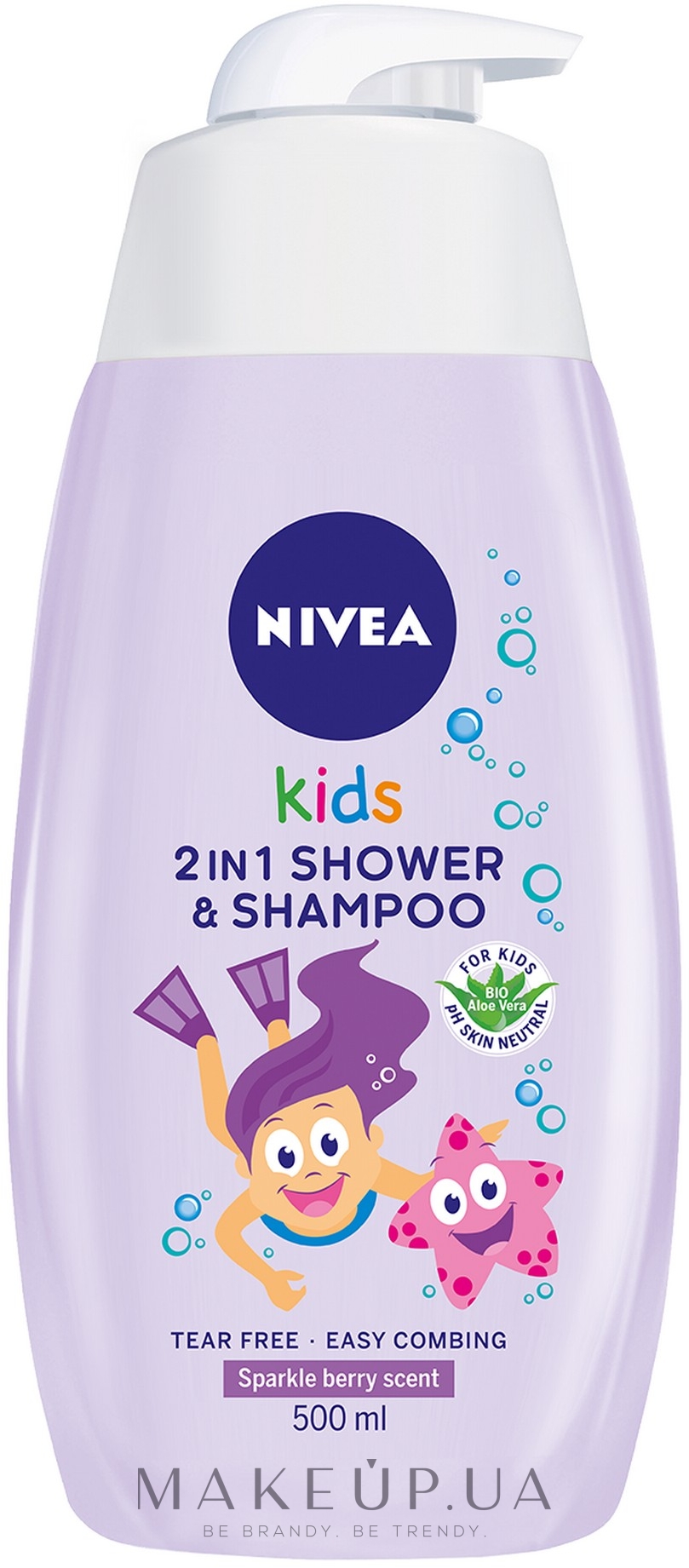 Гель для волосся та тіла 2 в 1 - NIVEA Kids Sparkle Berry — фото 500ml