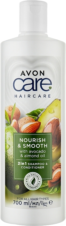 Шампунь-кондиціонер для волосся 2 в 1 "Інтенсивне живлення" - Avon Care Nourish & Smooth — фото N1