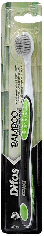 Зубна щітка з бамбуковим вугіллям 512575, м'яка, чорна з білим - Difas Pro-Сlinic Bamboo Сharcoal — фото N4