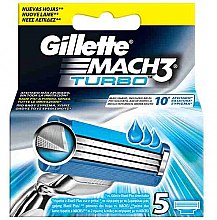 Сменные кассеты для бритья, 5 шт. - Gillette Mach3 Turbo — фото N1