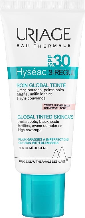 Універсальний тональний крем для обличчя - Uriage Hyséac 3-Regul Global Tinted Skin-Care SPF30