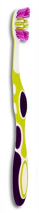 Зубная щетка, средней жесткости, желтая с фиолетовым - Wellbee — фото N1