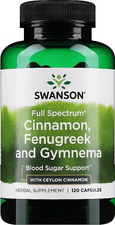 Пищевая добавка "Корица, пажитник и джимнема", 200 мг - Swanson Full Spectrum Cinnamon Fenugreek & Gymnema — фото N1