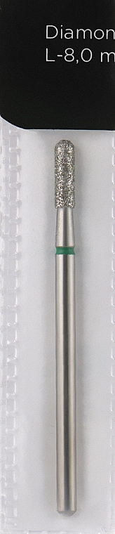 Фреза алмазная, закругленный цилиндр, L-8 мм, 2.3 мм, зелёная - Head The Beauty Tools — фото N1