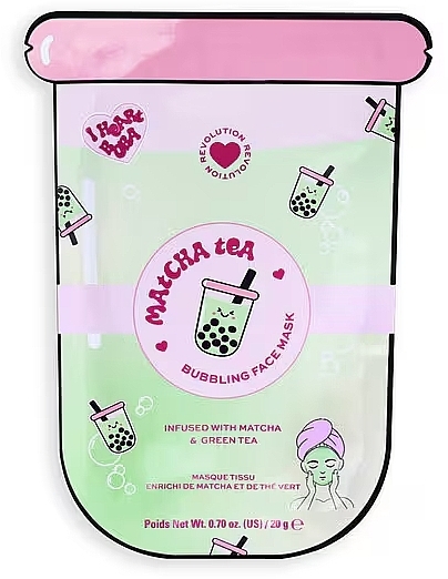 Маска для лица - I Heart Revolution Matcha Tea Bubble Sheet Mask — фото N1