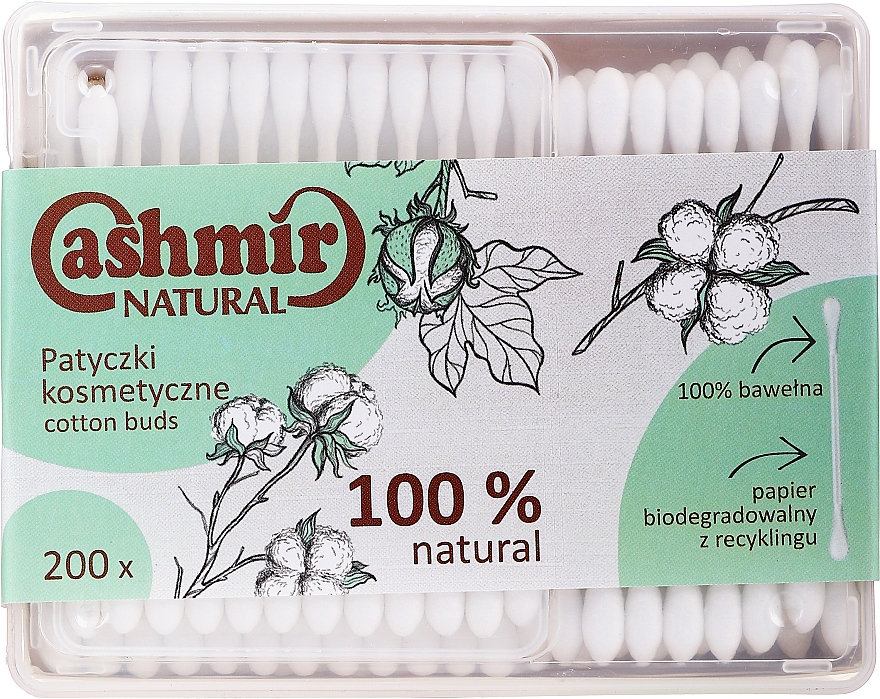 Ватні палички, 200 шт. - Cashmir Natural Cotton Buds (у коробці) — фото N1